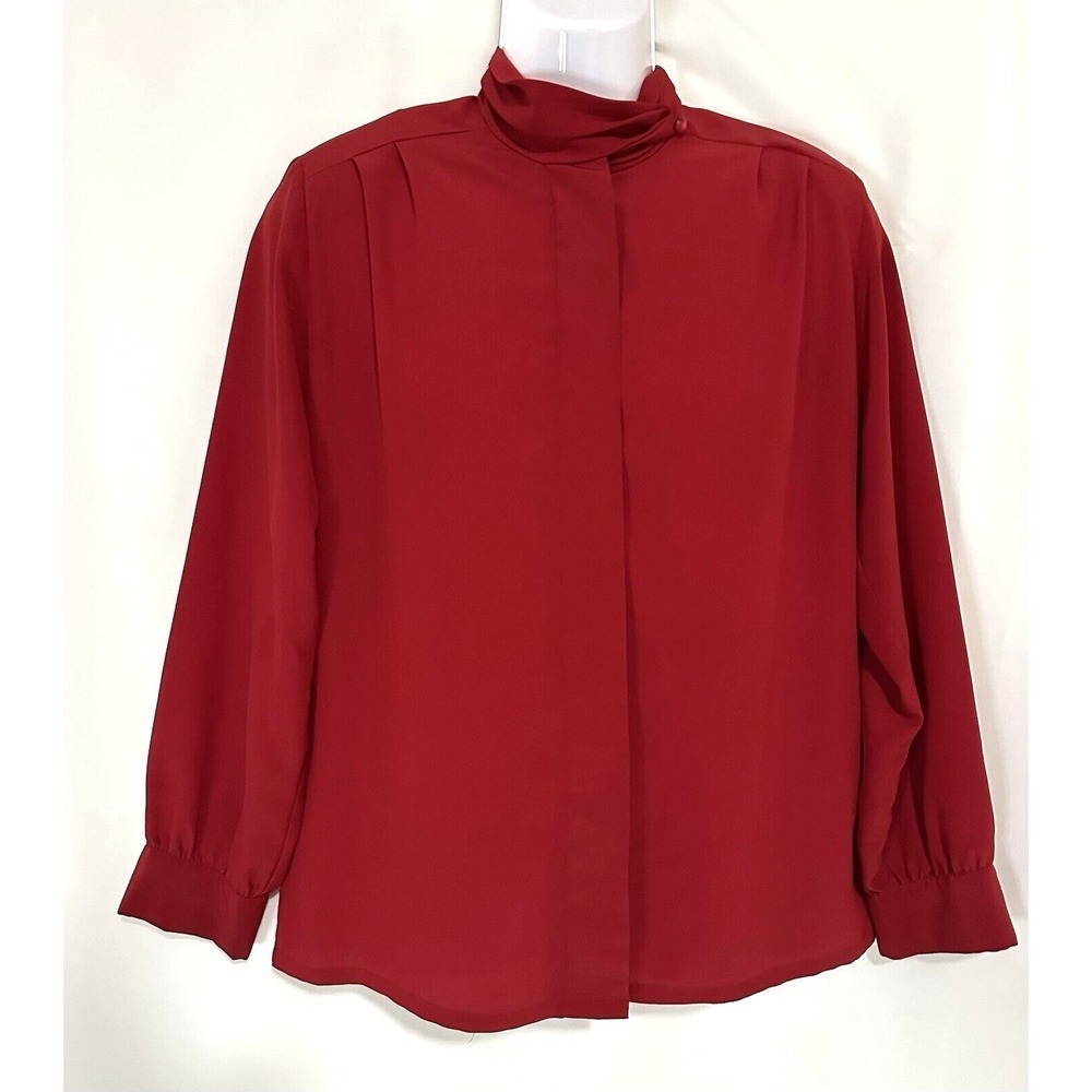 Pendleton Shirt Women's Size 12 Red Blouse Elegant Collar Button Side Vintage